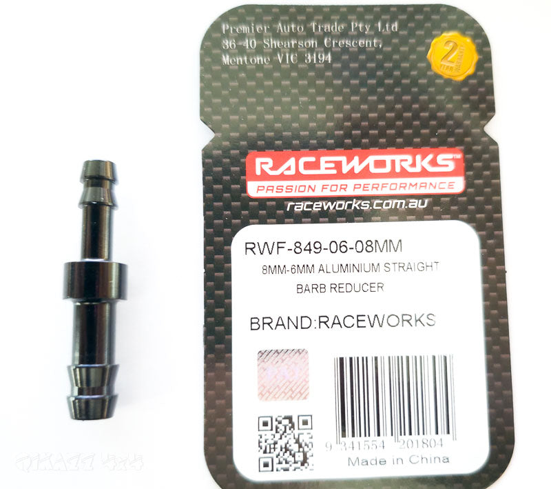 Raceworks 8mm - 6mm Aluminium Straight Barb Reducer