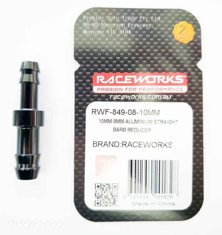 Raceworks 10mm - 8mm Aluminium Straight Barb Reducer