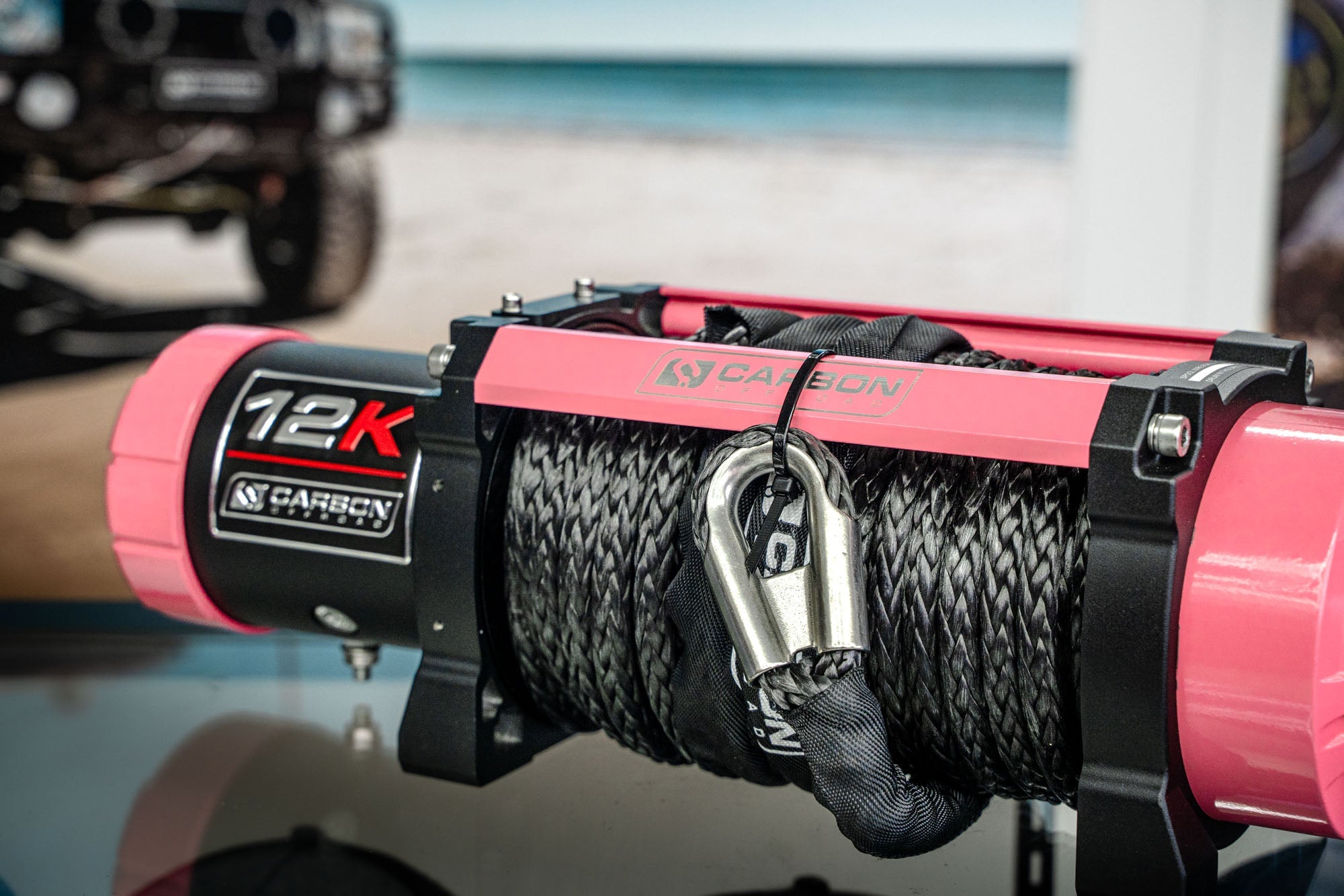 The Pink Carbon 12K - 12000lb Pink Winch With Pink Hook V3