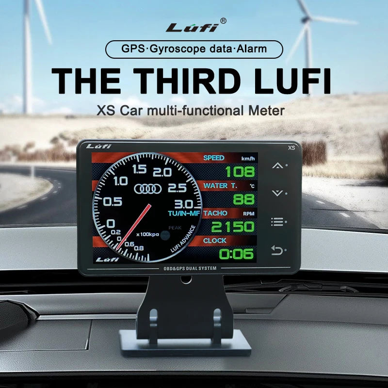 Lufi XS OBD2 Multi-functional Boost/temperature Gauge Scan tool GPS Gyroscope | Lufi