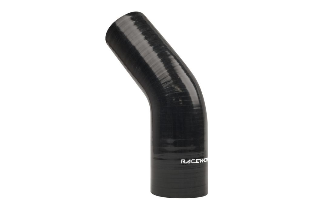 Raceworks 3-4″ / 76-102mm 45 degree Silicone Reducer Elbow – Black