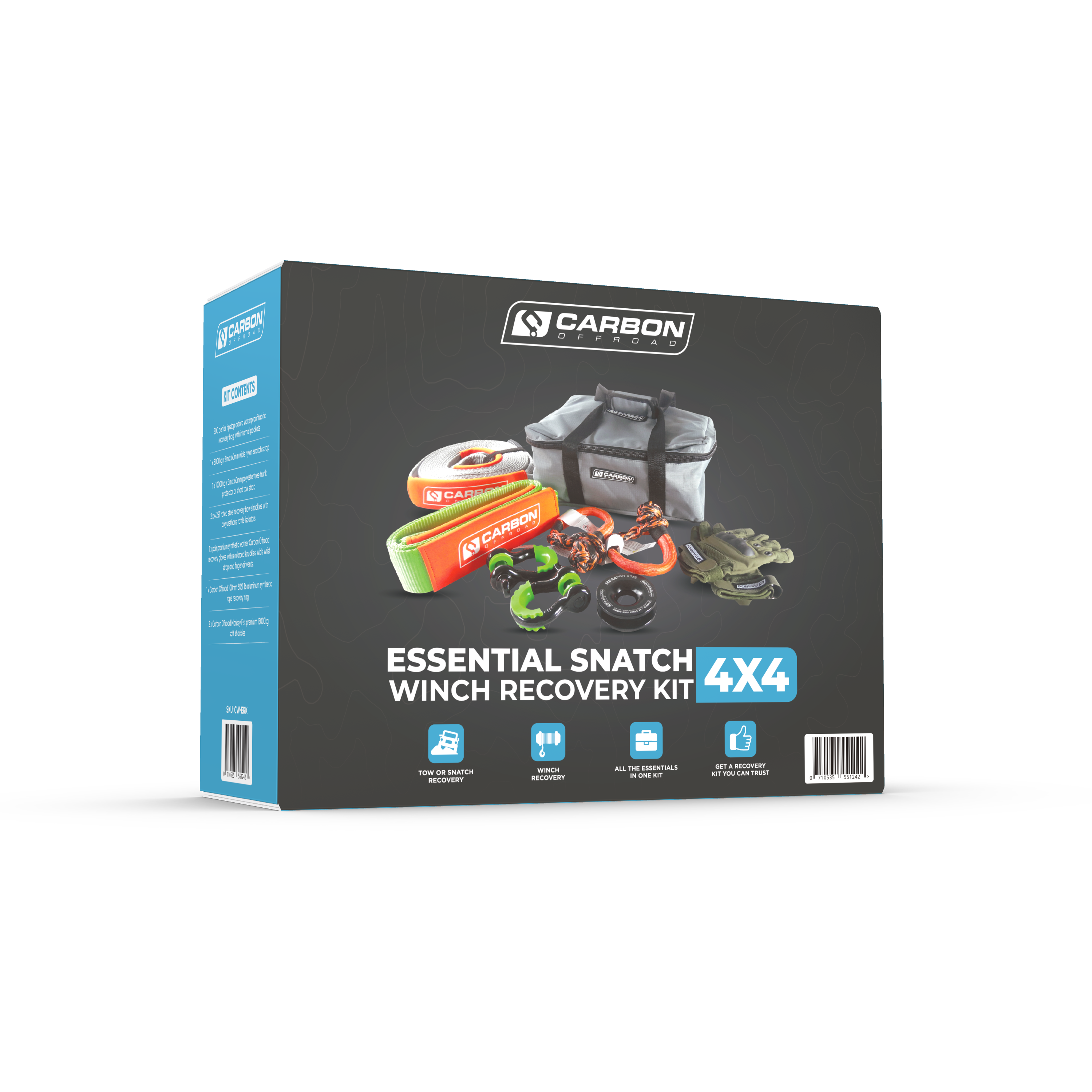 Carbon Offroad Essential Snatch and Winch 4x4 Recovery Kit | Carbon Offroad