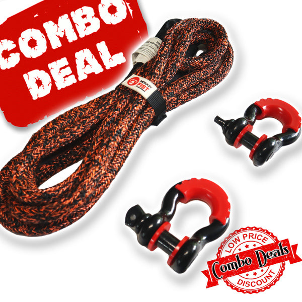 Carbon 4m 14000kg Bridle Recovery Rope and 2 x Bow Shackle Combo Deal | Carbon Offroad